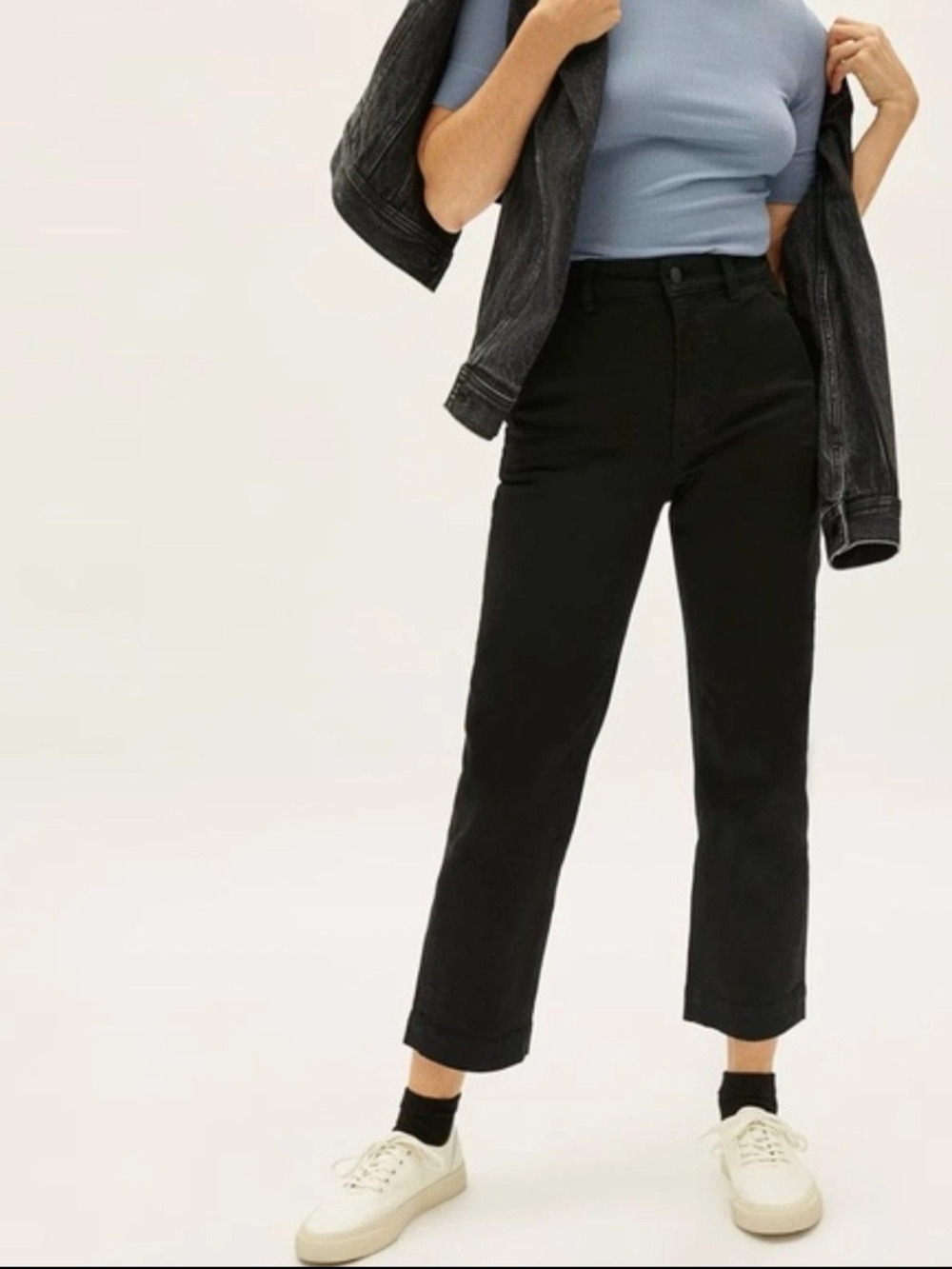 Everlane The Straight Leg Crop Short Black Denim Jeans Womens Size 6
